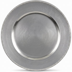 Premium Silver Plastic Charger Plates - 13" Round, Set of 4