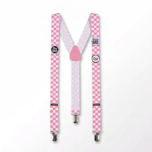"Future Dad" Pink Checkered Suspenders for Baby Showers
