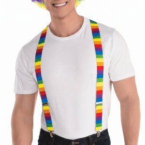 Vibrant Rainbow Stripe Suspenders