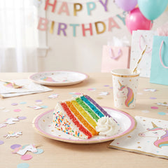 Enchanting Unicorn Birthday Paper Plates - 6.75"