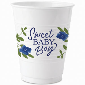 "Sweet Baby Boy" 16oz Plastic Cups - 25ct