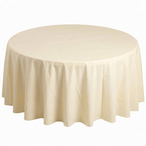 Vanilla Creme Round Flannel Back Table Cover - 84 Inch