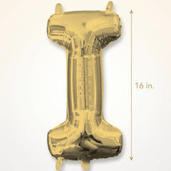 Gold Letter "I" Foil Balloon - Air Filled