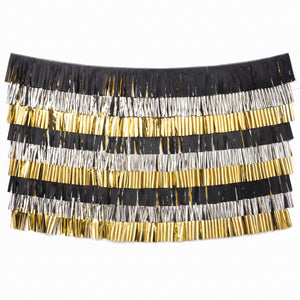 New Year's Eve Black, Silver, and Gold Foil Fringe Hanging Banner