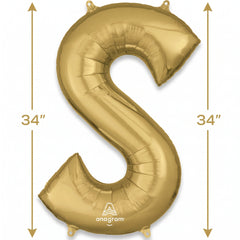 Gold Foil Super Shape Letter S Balloon
