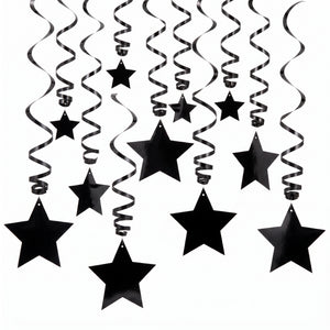 Black Shooting Star Metallic Swirl Decorations
