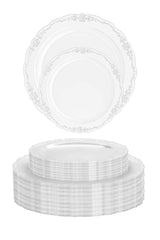 10.25 In. Clear Victorian Design Plates | 20 Count