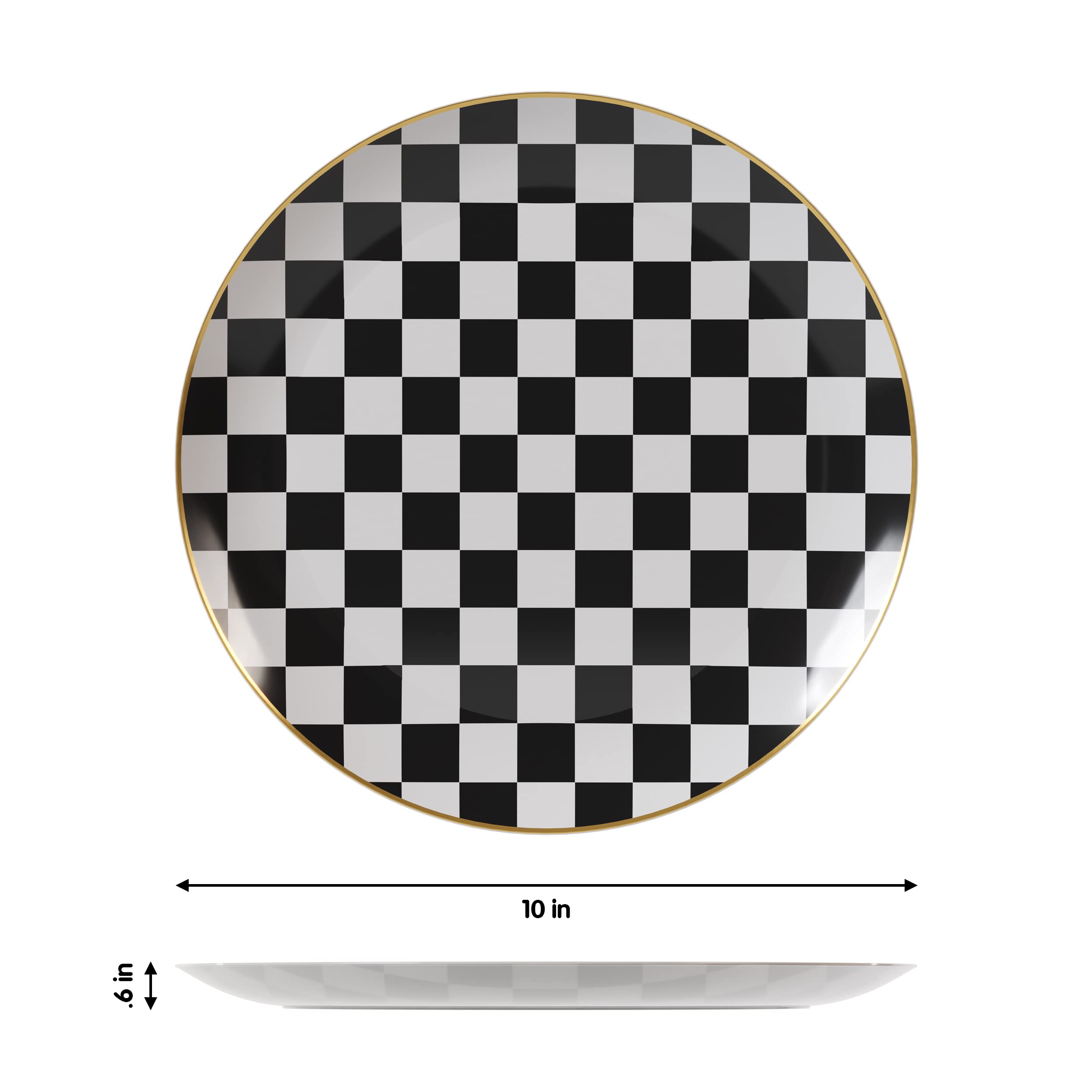 10 In. Checkerboard White Plastic Plates | 10 Count