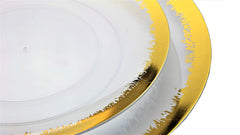 10 In. Gold Scratched Design Plastic Plates | 120 Count