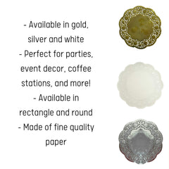 10 In. Round Silver Foil Doilies | 6 Count