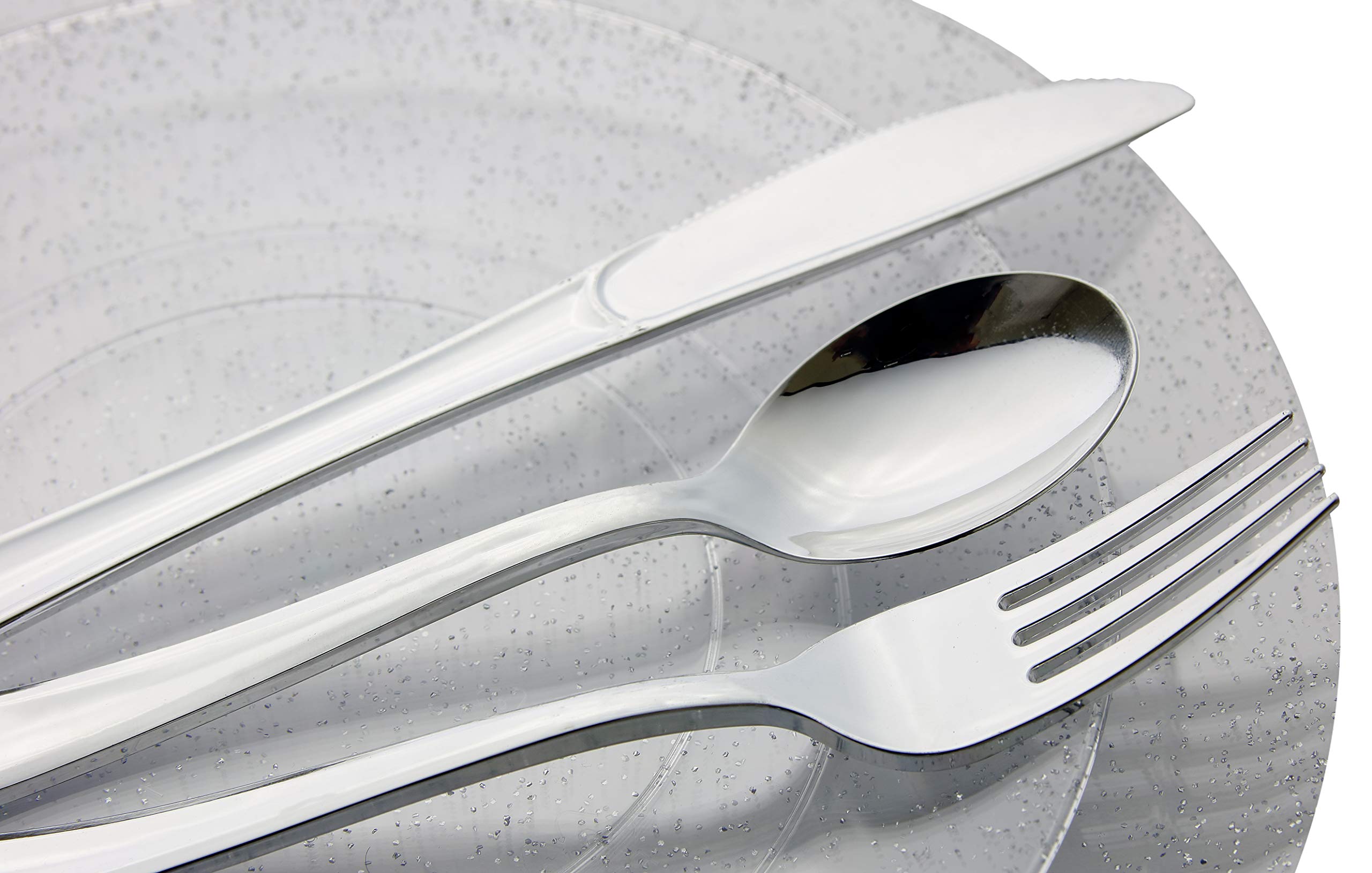 10 In. Silver Sparkle Design Plastic Plates | 10 Count