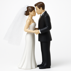 Romantic Brunette Bride & Groom Wedding Cake Topper