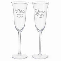 Elegant Bride & Groom Wedding Toasting Glass Set