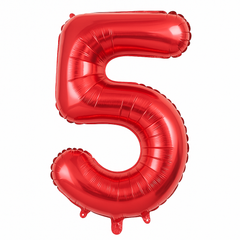 Large Red Number 5 Metallic Foil Balloon