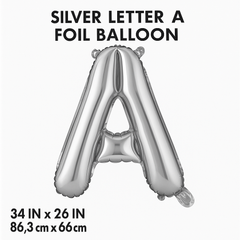 Silver Letter "A" Foil Balloon - Metallic Finish