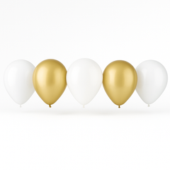Elegant Golden & White Latex Balloons - 11 Inch, 15 Count