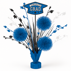 Blue Graduation Tinsel Burst Centerpiece Spray
