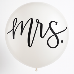 Elegant "Mrs." Wedding Latex Balloon, 24-Inch - White/Black