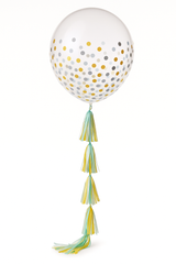 Blue and Gold Tassel Fringe Balloon Tail Accessory, 6 ft