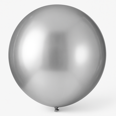 24" Platinum Metallic Silver Latex Balloons - 4 Pack