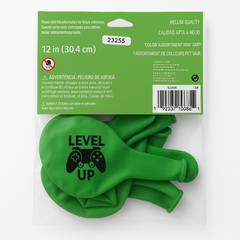 Level Up Gamer-Themed Latex Balloons, 12-Inch, 6-Pack
