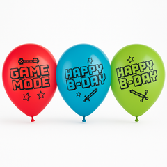 Pixel Party Latex Birthday Balloons