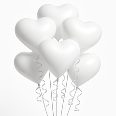 White Heart-Shaped Latex Balloons, 11-Inch, 6-Pack