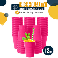 Little Gym - 12 Oz. Cerise Plastic Cups | 100 Count