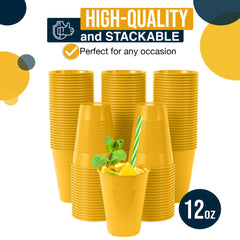 12 Oz. Yellow Plastic Cups | 50 Count