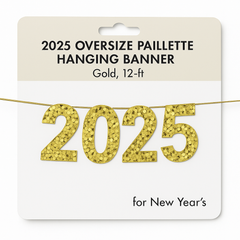 2025 Gold Paillette Oversized New Year's Hanging Banner, 12 Ft