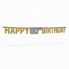 Prismatic 60th Birthday Celebration Banner - Gold & Silver