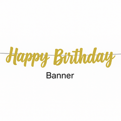 Golden Glitter Happy Birthday Banner