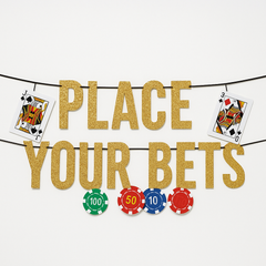 Roll the Dice "Place Your Bets" Glitter Casino Banner