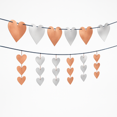 Elegant Rose Gold & Silver Heart Garland Banners - 2 Pack
