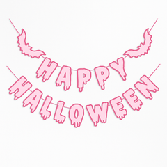 Pink Drip Letter Halloween Banner