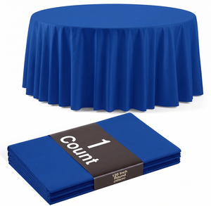 120 in. Premium Round Dark Blue Plastic Table Cover
