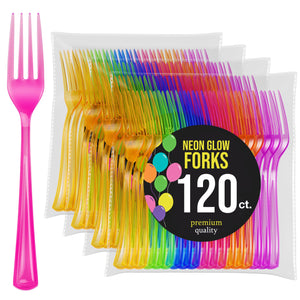 Heavy Duty Neon Plastic Forks - 7.5 in. | 120 Count
