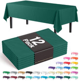 Premium Dark Green Plastic Table Covers | 12 Pack - 54 In. x 108 In.
