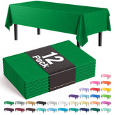 Premium Emerald Green Plastic Table Covers | 12 Pack - 54 In. x 108 In.