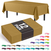 Gold Plastic Table Covers | 12 Pack - 54 In. x 108 In.