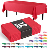 Red Plastic Table Covers | 12 Pack - 54 In. x 108 In.