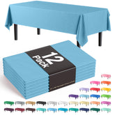 Premium Sky Blue Plastic Table Covers | 12 Pack - 54 In. x 108 In.