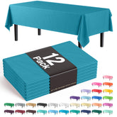 Turquoise Plastic Table Covers | 12 Pack - 54 In. x 108 In.