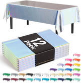 Iridescent Plastic Table Covers | 12 Count - 54 In. x 108 In.