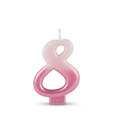 Bright Pink Number 8 Metallic Dipped Birthday Candle, 3.2-Inch