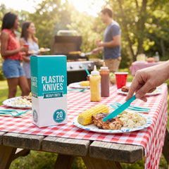 Caribbean Blue Heavy Duty Plastic Knives - 7.5 in. - 20 Pack
