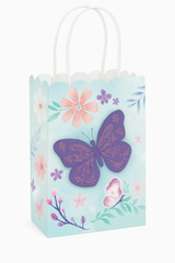 Butterfly Flutter Glitter Kraft Gift Bags, 8-Pack