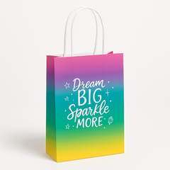 Dream Big Sparkle More Kraft Gift Bags, 12-inch, 8-Pack