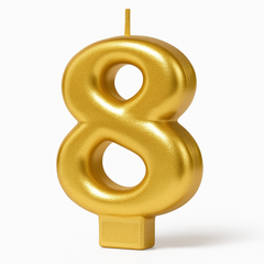 Golden Number 8 Molded Candle