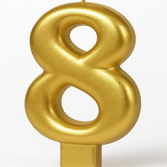 Gold Metallic Number 8 Birthday Candle